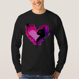 Cute Vintage Kitty Cat in Heart Ink Splash Kitty C T-Shirt