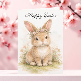 Cute Vintage Rabbit Bunny Hare Easter Floral Dankeskarte