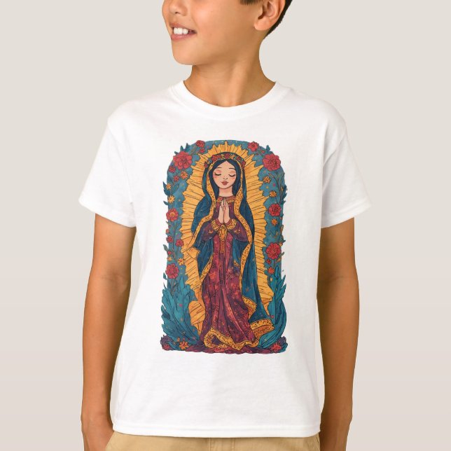 Cute Virgin of Guadalupe Kid's Tee Shirt (Vorderseite)