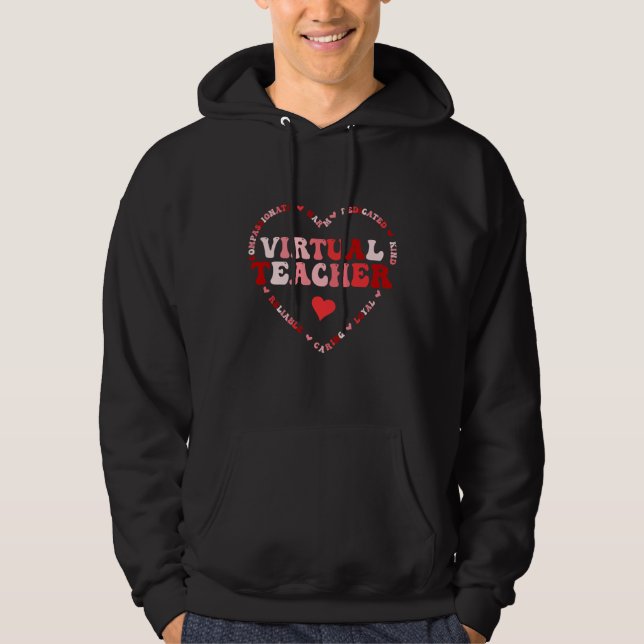 Cute Virtual Teacher Valentines Day Heart Hoodie (Vorderseite)