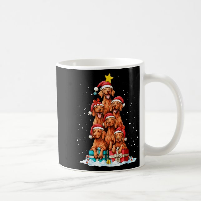 Cute Vizsla Viszla Dog Christmas Tree Xmas Hat  Kaffeetasse (Rechts)