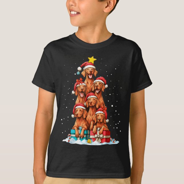 Cute Vizsla Viszla Dog Christmas Tree Xmas Hat  T-Shirt (Vorderseite)