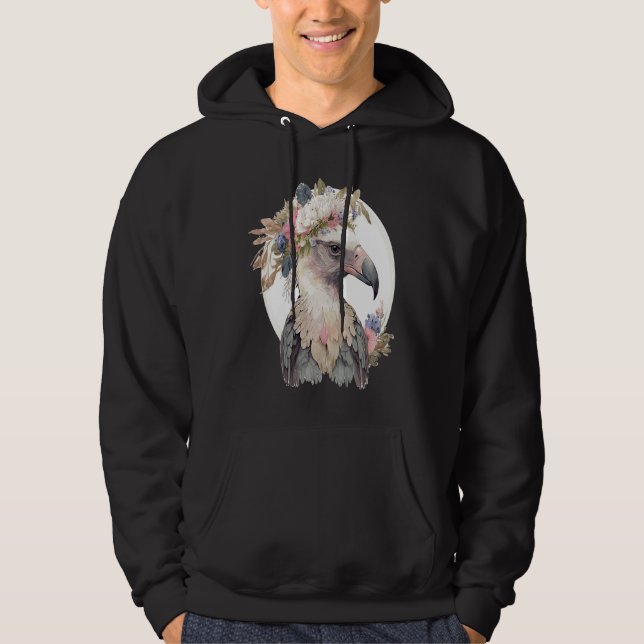Cute Vulture Bird Flower Crown Floral Exotic Birds Hoodie (Vorderseite)