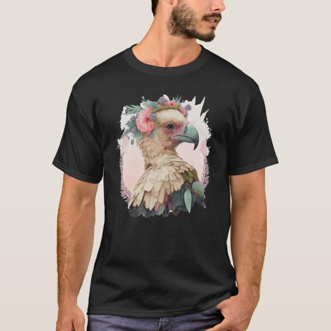 Cute Vulture Bird Flower Crown Floral Wild Birds T-Shirt (Vorderseite)