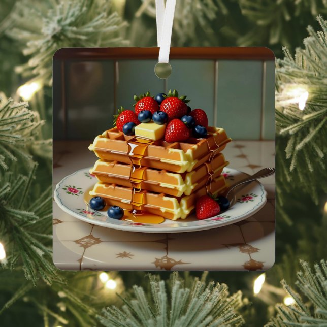 Cute Waffle Themed Christmas  Ornament Aus Metall (InSitu)