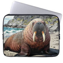 Cute Walrus on a Sandy Beach Laptopschutzhülle