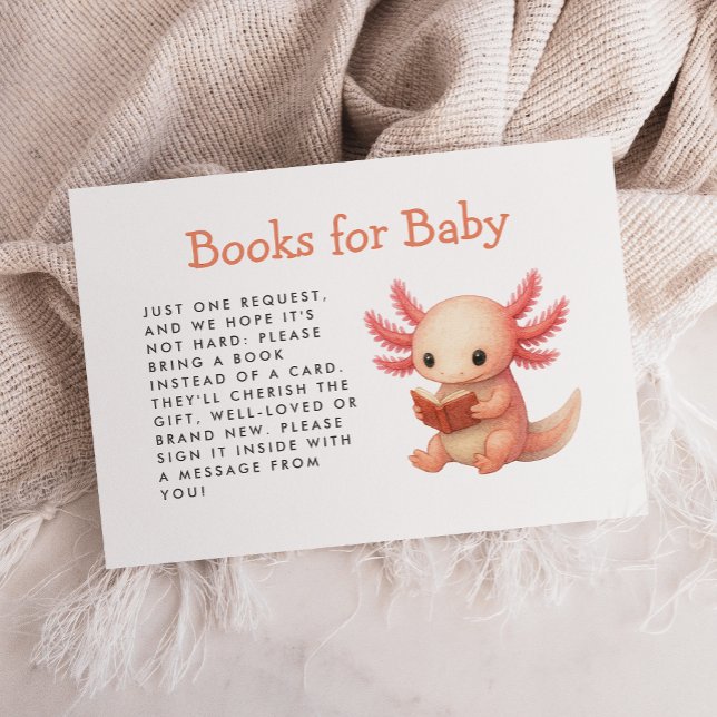 Cute Watercolor Axolotl Books for Baby Shower Begleitkarte (Von Creator hochgeladen)