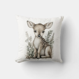 Cute Watercolor Baby Animals with Flowers Kissen