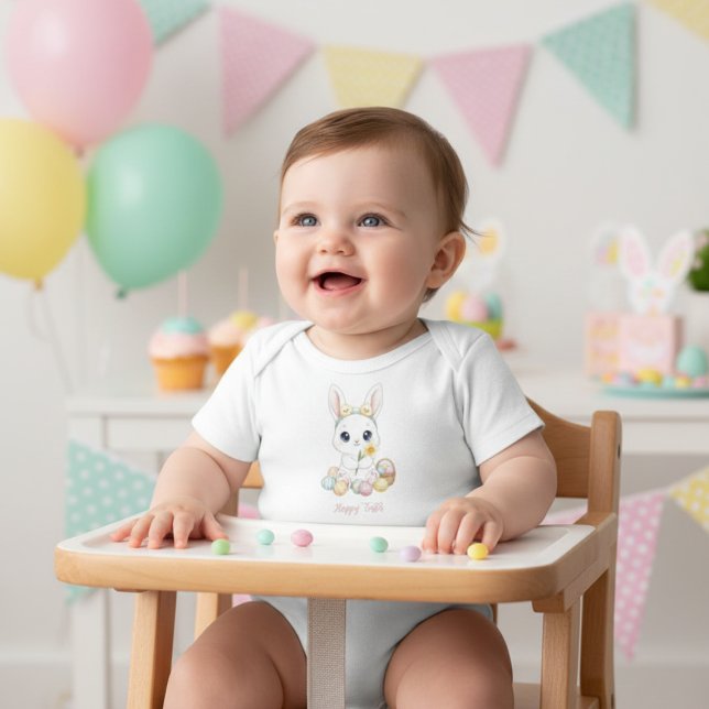 Cute Watercolor Baby Bunny & Pastel Easter Egg  Strampler (Von Creator hochgeladen)