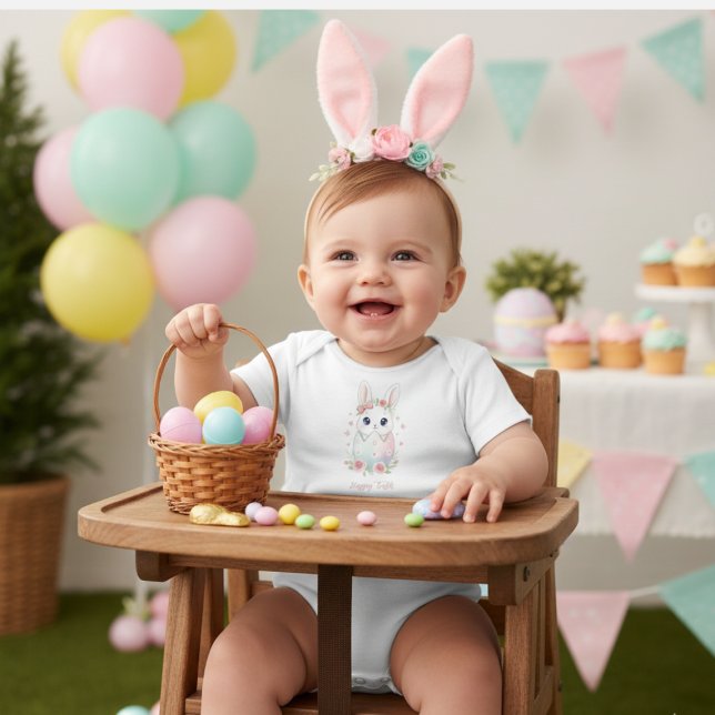 Cute Watercolor Baby Bunny & Pastel Easter Egg  Strampler (Von Creator hochgeladen)