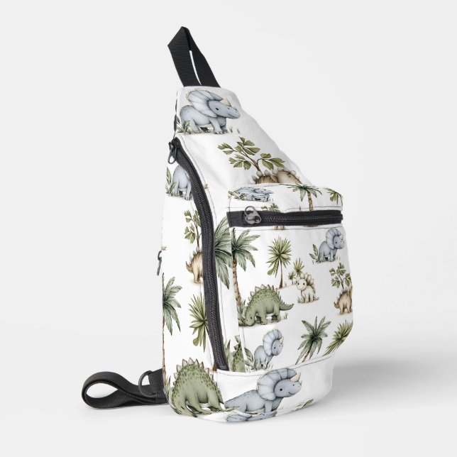 Cute Watercolor Baby Dinosaurs Crossbody Bag (Linke Seite)