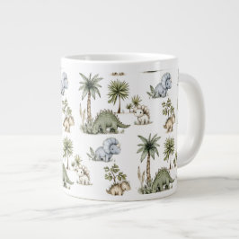 Cute Watercolor Baby Dinosaurs Jumbo-Tasse
