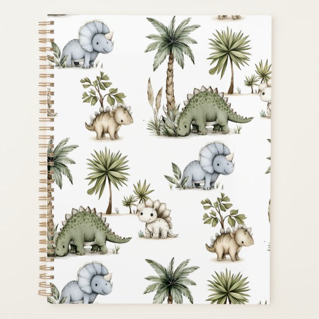 Cute Watercolor Baby Dinosaurs Planer (Vorderseite)