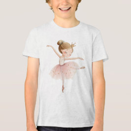 Cute Watercolor Ballerina Girl Princess Swan Lake Tri-Blend Shirt
