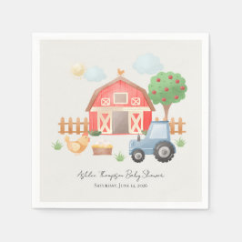 Cute Watercolor Barn Farm Animals Baby Shower  Serviette
