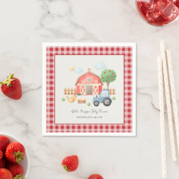 Cute Watercolor Barn Farm Animals Baby Shower  Serviette
