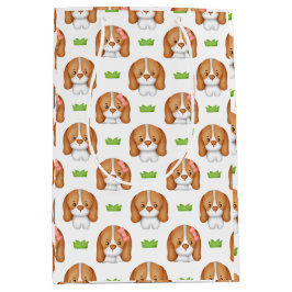 Cute Watercolor Beagle Dog Gift Bag Mittlere Geschenktüte