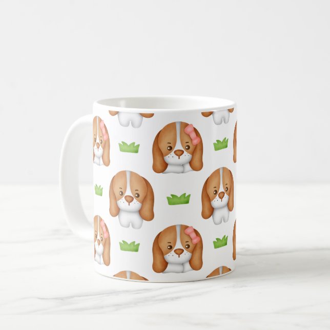 Cute Watercolor Beagle Dog  Kaffeetasse (Vorderseite Links)