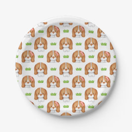 Cute Watercolor Beagle Dog Pappteller