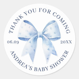 Cute Watercolor Blue Bow Baby Shower Thank You Runder Aufkleber