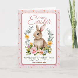 Cute Watercolor Bunny Floral Wreath Easter Feiertagskarte