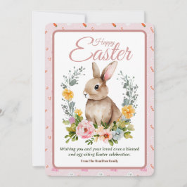 Cute Watercolor Bunny Floral Wreath Easter Feiertagskarte