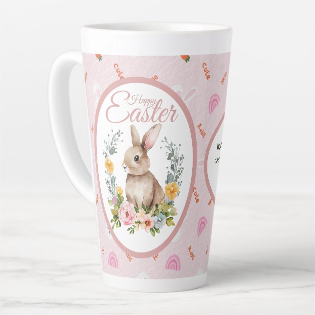 Cute Watercolor Bunny Floral Wreath Easter Milchtasse (Linke Ecke)