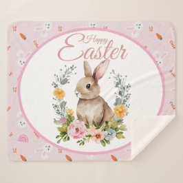 Cute Watercolor Bunny Floral Wreath Easter Sherpadecke