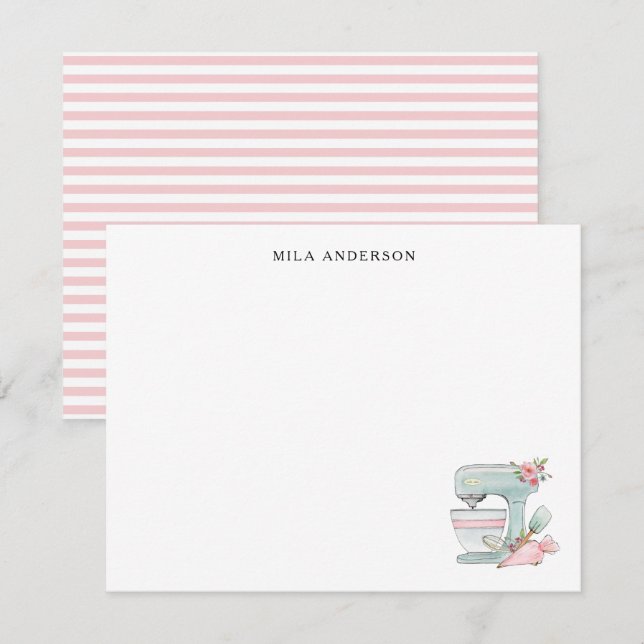 Cute watercolor Cake Mixer Flat  Dankeskarte (Vorne/Hinten)