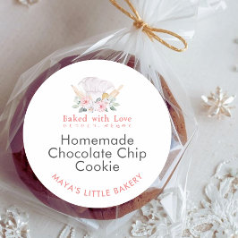 Cute Watercolor Chef Hat Bakery Product Name Runder Aufkleber