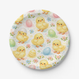 Cute Watercolor Chick Easter Brunch Pappteller