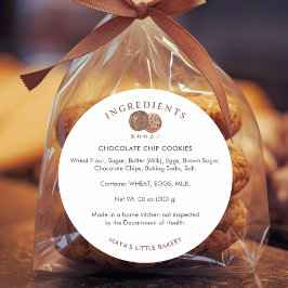 Cute Watercolor Chocolate Cookie Ingredient  Runder Aufkleber