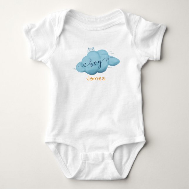 Cute Watercolor Cloud Baby Boy Baby Bodysuit Strampler (Vorderseite)
