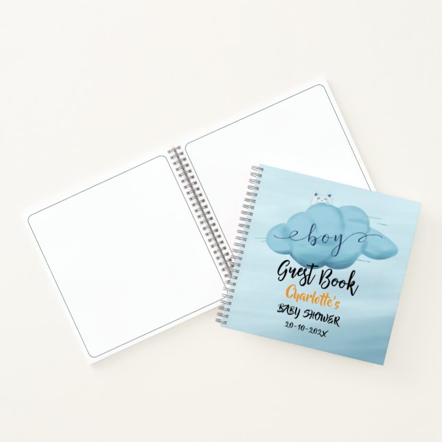Cute Watercolor Cloud Baby Boy Shower Guest Book Notizbuch (Innenseite)