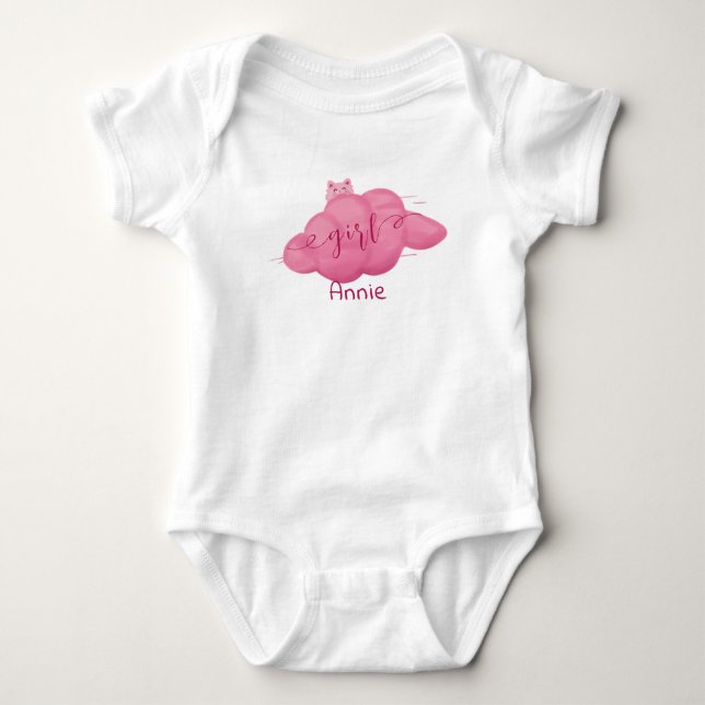 Cute Watercolor Cloud Baby Girl Strampler (Vorderseite)