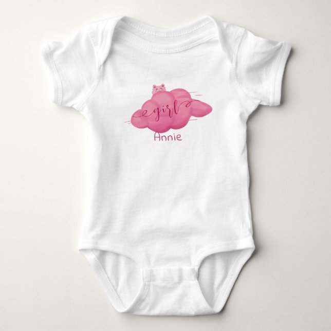 Cute Watercolor Cloud Baby Girl Strampler (Vorderseite)
