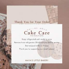 Cute Watercolor Cookie Cake Care Instructions Dankeskarte