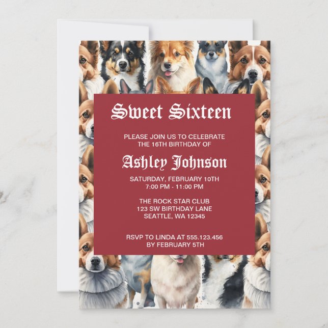 Cute Watercolor Corgi Dog Pattern                  Einladung (Vorderseite)