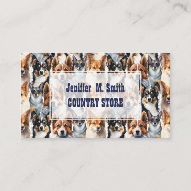 Cute Watercolor Corgi Dog Pattern                  Visitenkarte (Vorderseite)