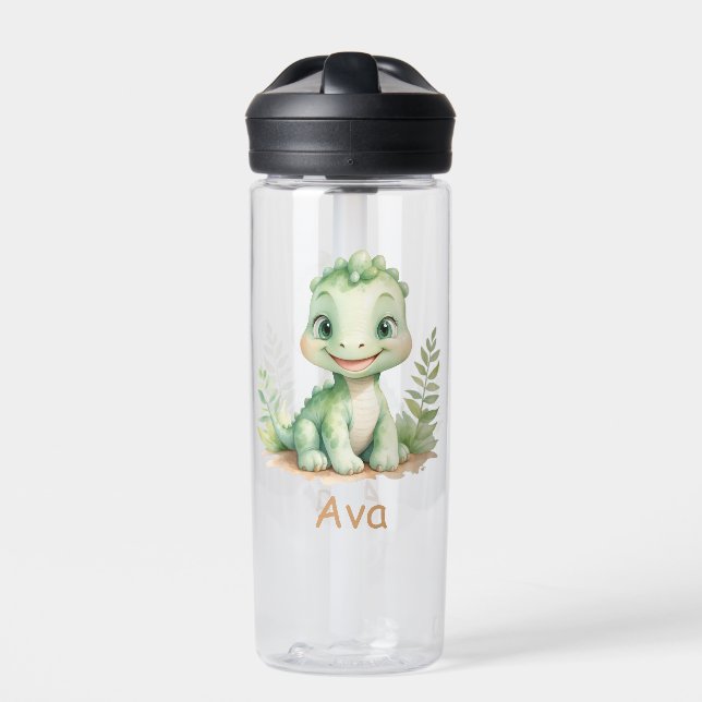 Cute Watercolor Dinosaur Personalized Kids Trinkflasche (Vorderseite)