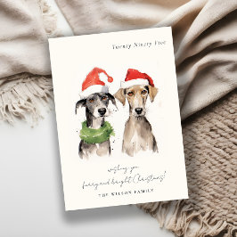 Cute Watercolor Dog Furry and Bright Christmas Feiertagskarte