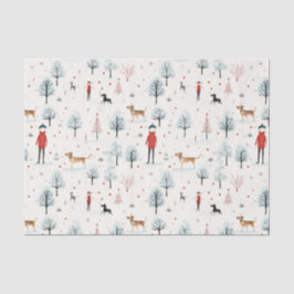 Cute Watercolor Dog Furry and Bright Christmas Seidenpapier