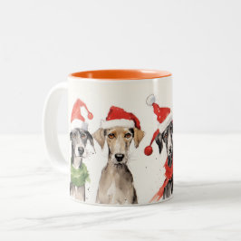 Cute Watercolor Dog Furry and Bright Christmas Zweifarbige Tasse
