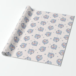 Cute Watercolor Dolphin and Stars Seamless Pattern Geschenkpapier