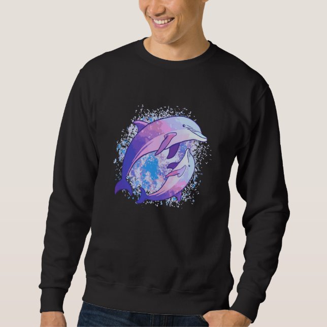 Cute Watercolor Dolphin Sea Animal Dolphin Sweatshirt (Vorderseite)
