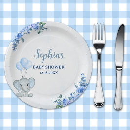 Cute Watercolor Elephant baby shower Boy Pappteller