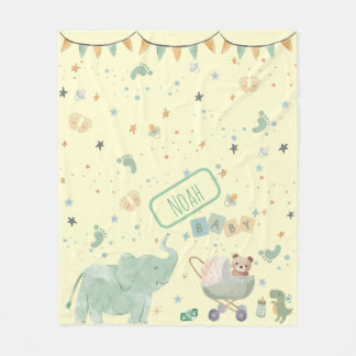 Cute Watercolor Elephant Teddy Bear Baby Fleecedecke