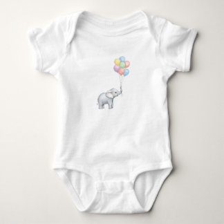 Cute Watercolor Elephant with Pastel Balloons Baby Strampler