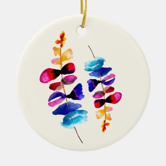 Cute watercolor floral design keramik ornament (Vorne)