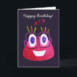 Cute Watercolor Geek Candy Character Math Birthday Karte<br><div class="desc">Cute math birthday card with a watercolor drawing of a geeky pink character with eyegasse mathematives and partiarly equation solving. This mathematician birthday card has a greeting with customizable text "Happy birthday!" This cute algebra design will also make a great geek birthday card for clever kids who love math.</div>